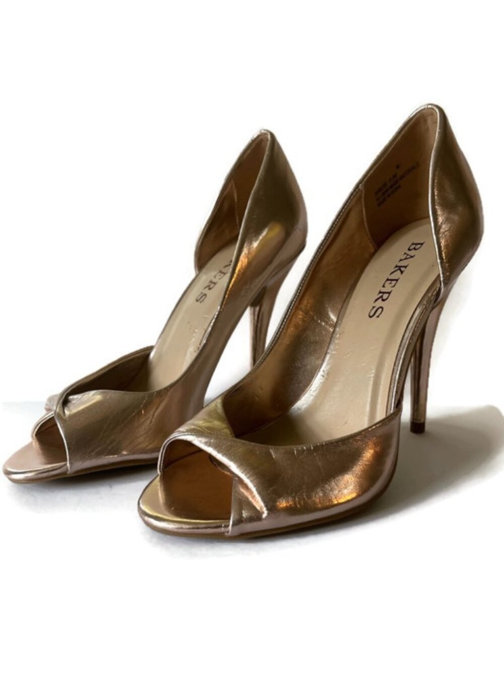 Bakers Metallic Rose Gold Peep-Toe Stilettos sz 7.5